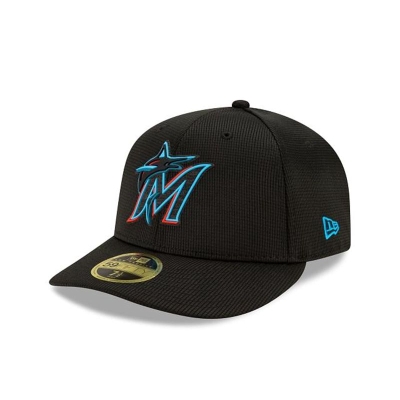 Black Miami Marlins Hat - New Era MLB Clubhouse Collection Low Profile 59FIFTY Fitted Caps USA3248091